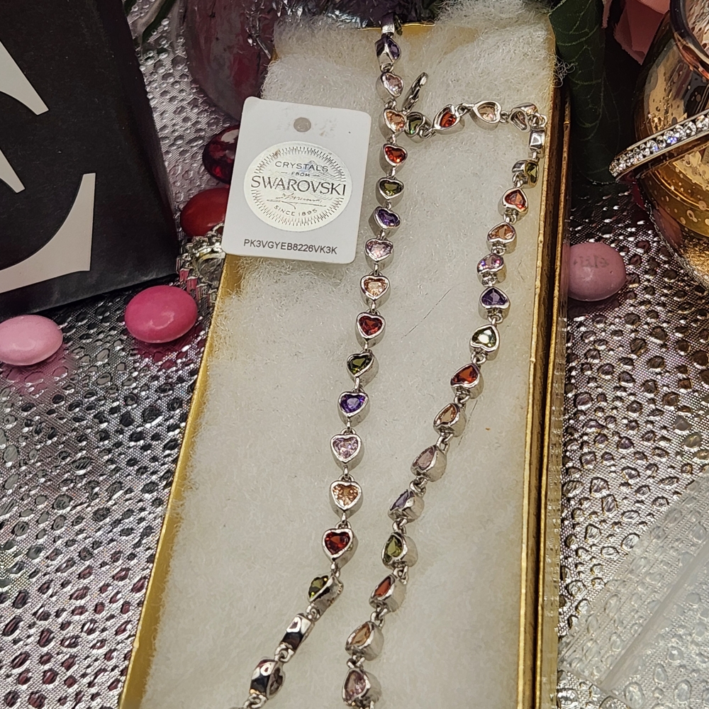Swarovski Multicolor Heart Necklace 24"